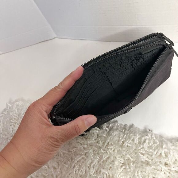 Lululemon Athletica Double Up Zip Pockets Black Clutch Pouch Wristlet Wallet - Picture 5 of 12